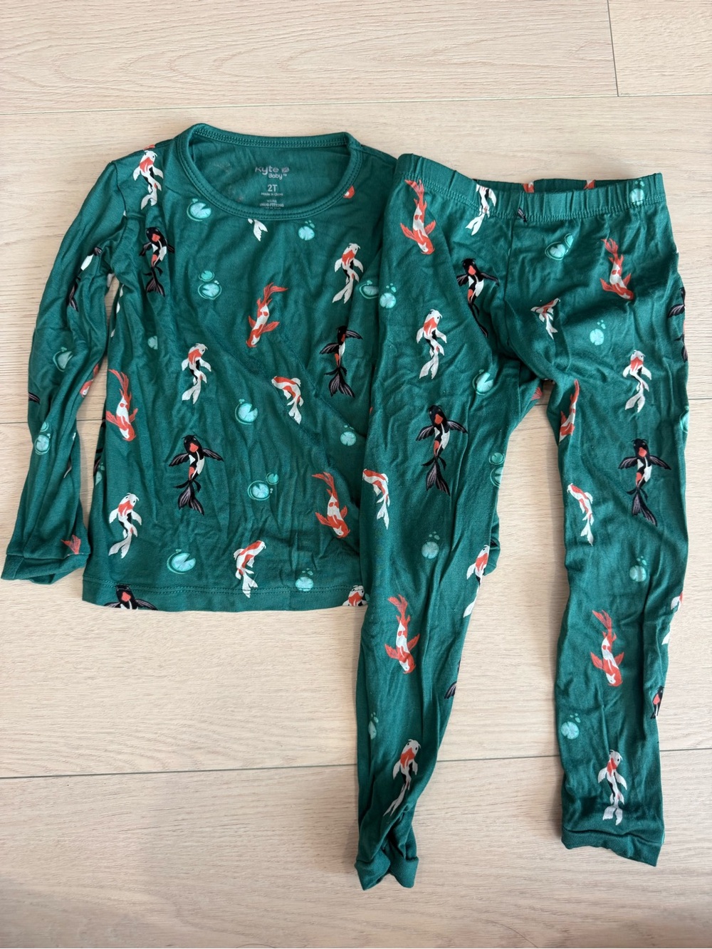 Kyte BABY Green Koi Fish Pajama Set | 2T
